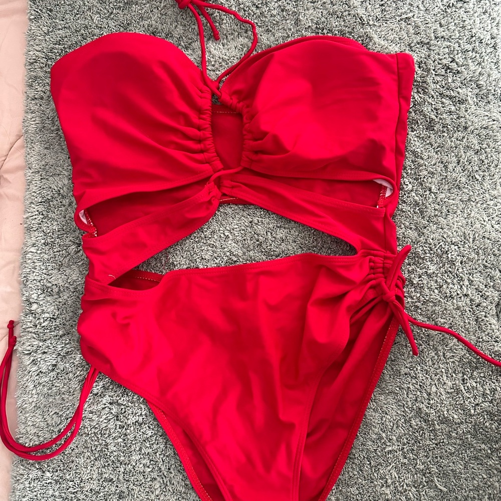 Vibrant Red Women One Piece Swimsuit